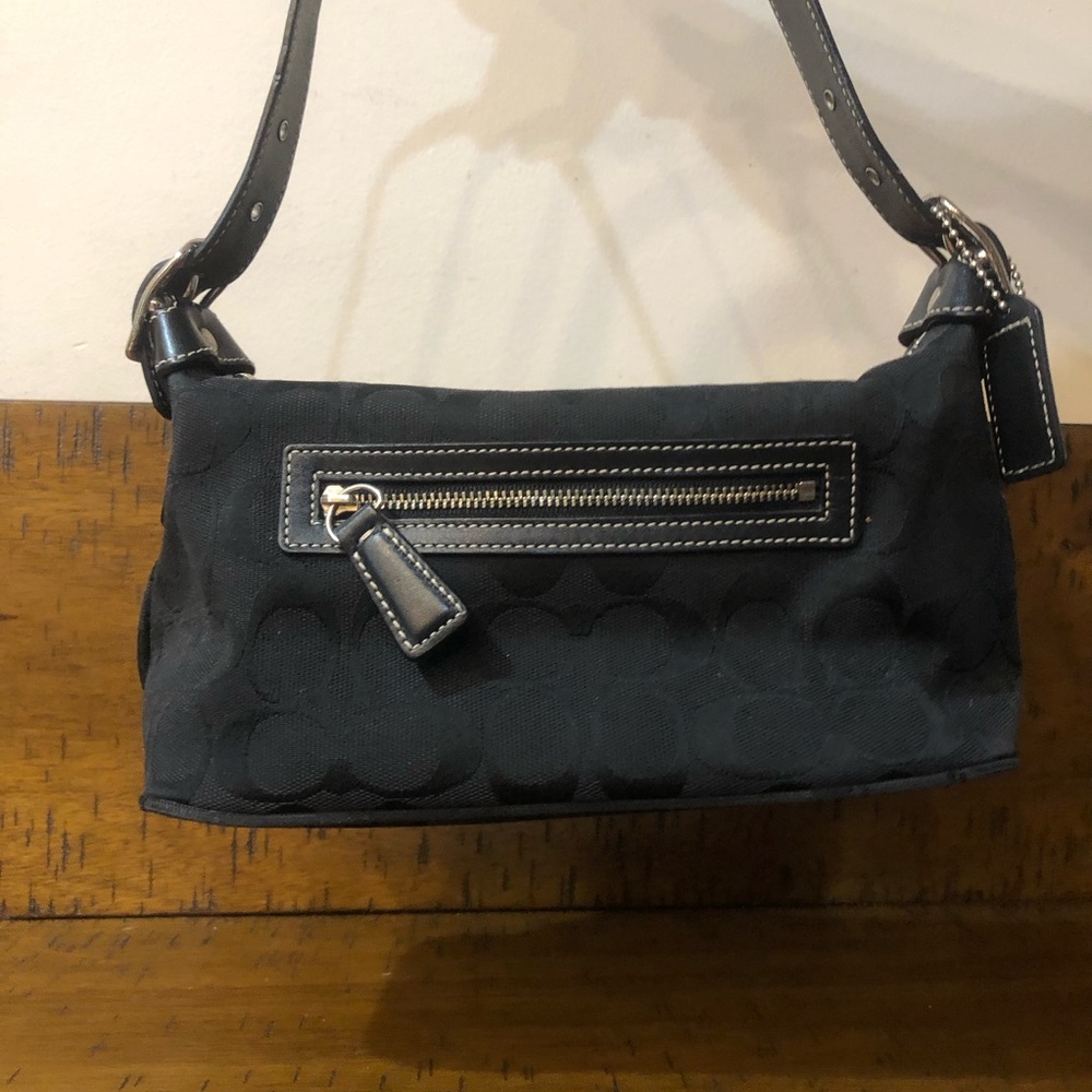 Coach Black Shoulder Bag with Zip Detail